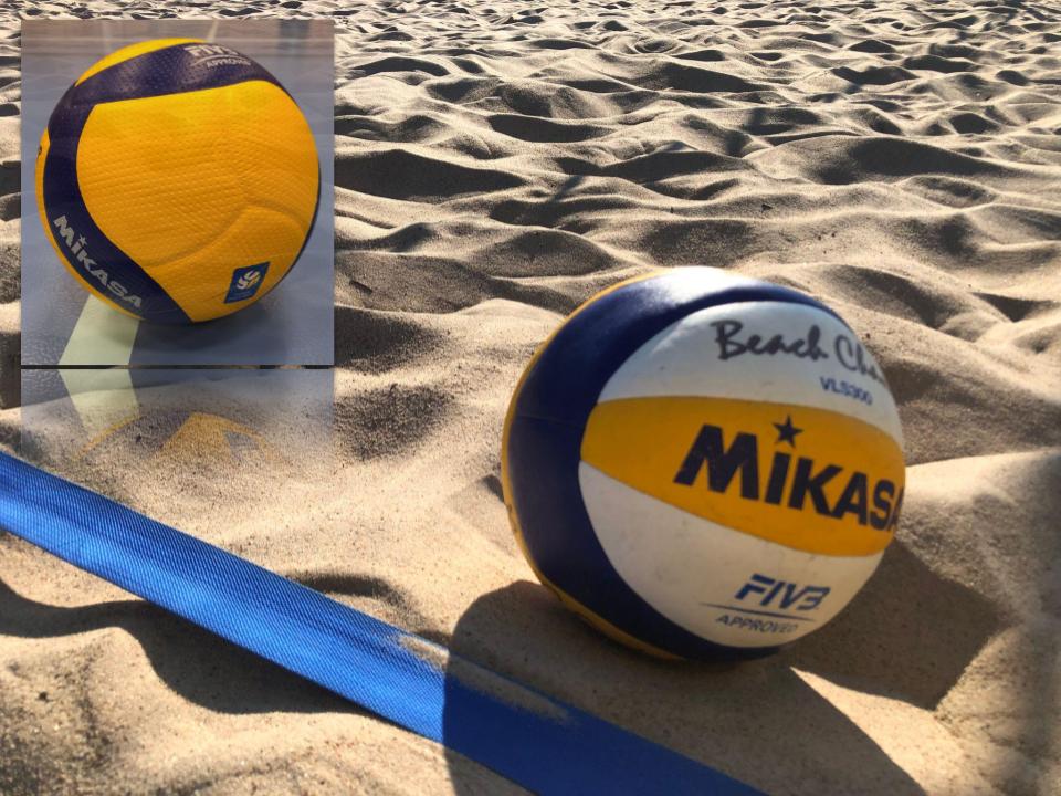 Volleyboll inomhus och beachvolleyboll på strand. Foto & montage: Magdalena Henrysson