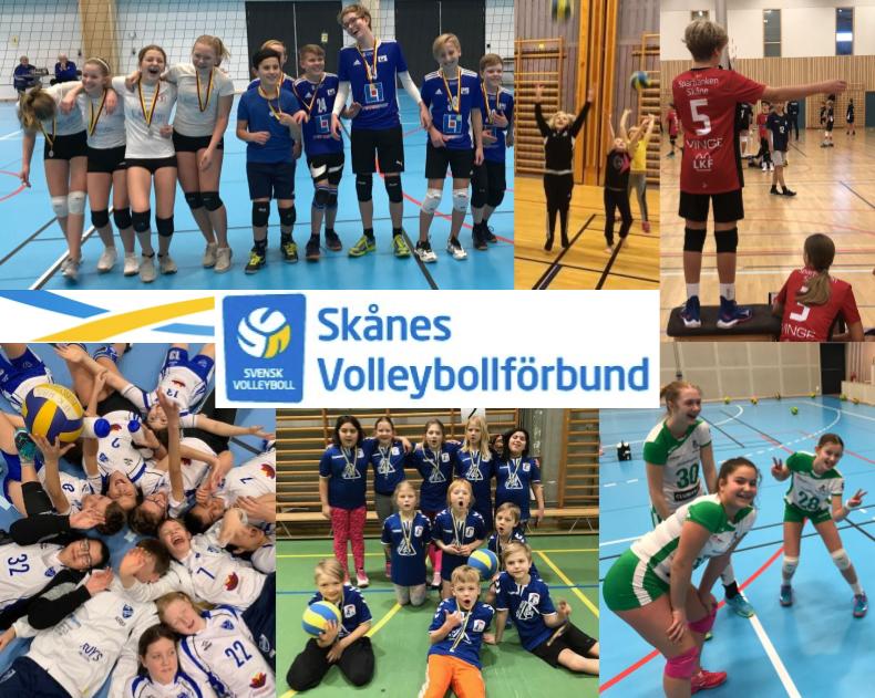 Bildcollage från barn- och ungdomsvolleyboll i Skånes VBF